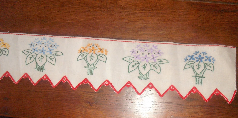 Ancienne bande frise d'étagère brodée main - Photo 2/4