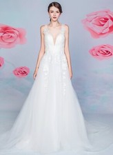 HBH Brautmode Paillettenbesetztes A-Linien-Kleid aus Tüll mit Spitzenapplikation