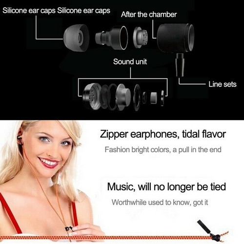 MAXY AURICOLARE STEREO SUPER BASS ZIPPER CUFFIE IN-EAR MICROFONO BLACK 78B2EDA - Foto 6 di 7
