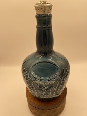 Chivas Royal Salute 21 yr Scotch Whisky Empty Blue Embossed Decanter (no labels)