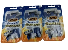 (3) Bic Comfort 3 Advance Razor 4 Razors 12 total
