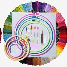 Colorful StitchCraft: Complete Embroidery Kit - 141 Pcs with 100 Vibrant Threads