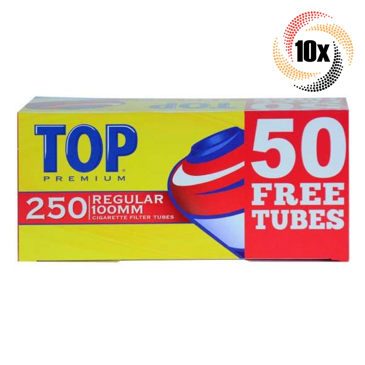 10x Box TOP Premium Filter Tube Regular 100MM ( 2,500 Tubes ) Cigarette  Tube RYO