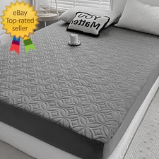 Queen Size 60"X80" Waterproof Mattress Protector, Soft Bed Grey Mattress Cover Q