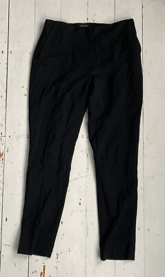 Jaeger Black Wool Blend Straight Chino Cigarette Trousers UK 8
