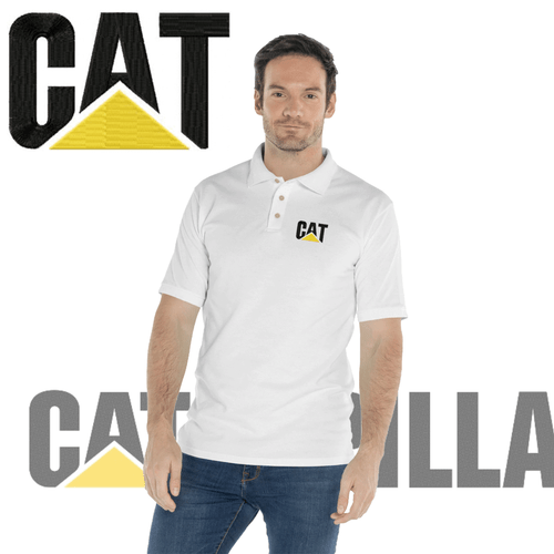 Polo Shirt Caterpillar Logo Short Sleeve Fitted Slim Fit Cotton Polyester 50/50