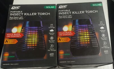 Pic Solar Insect Killer Torch with LED Flame Effect, 1/2 Acre Coverage 2pack