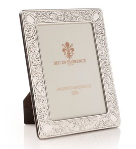 SEC OF FLORENCE 7201/10x15 Cornice Portafoto in Argento Massiccio 925 con Retro in Legno Mogano