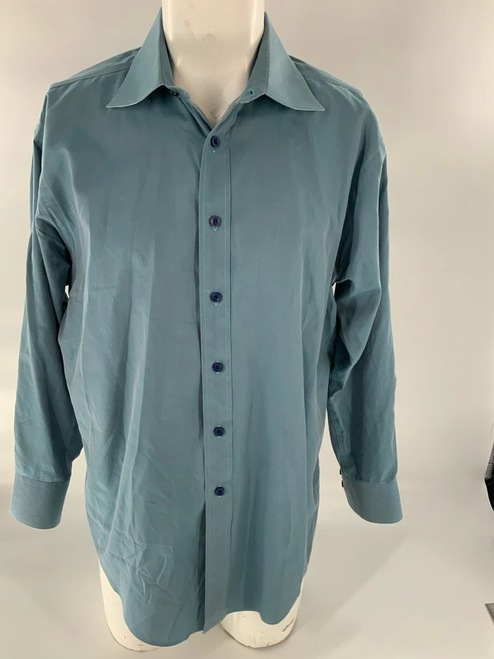 Camisa de Vestir Ted Baker 16.5 32-33 Azul Claro 100% Algodón Hecha en Canadá YGI A2-893 Foto 2 de 4