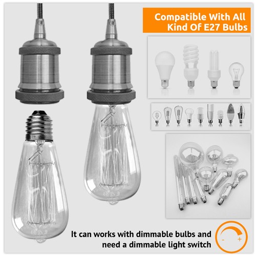 Leuchte Pendelleuchte Deckenrosette E27 Pendelleuchte Set Farben Leuchtensockel UK - Bild 12 von 78