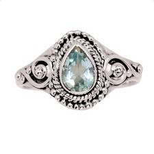 Handwork - Blue Topaz 925 Sterling Silver Ring Jewelry s.7 CR72629
