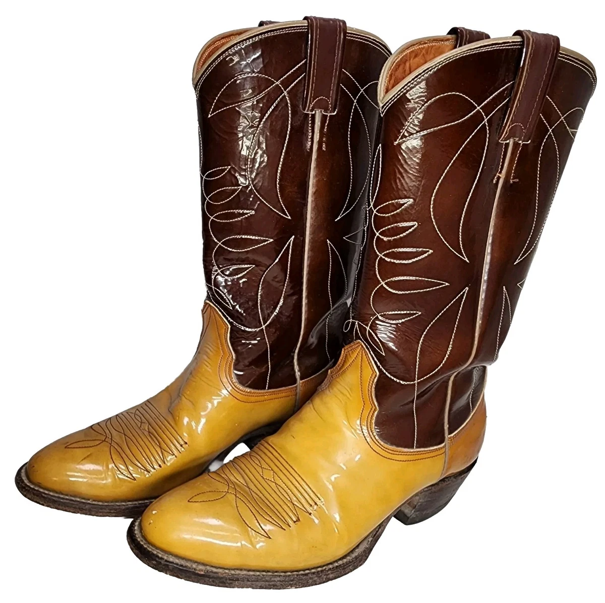 Justin Vaquero Patent Leather Cowboy Boots Spider Web Mens 10D Rare Patent Leather Cowboy, Western Men main image 2