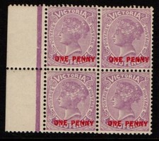 Australia Victoria 1912 One Penny on Two Pence surcharge SG456 MNH block of 4