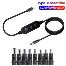Type C To DC-Power Boost Cable 5V/9V/12V/15V/20V Jack Connector Fast Chargi O6Y8