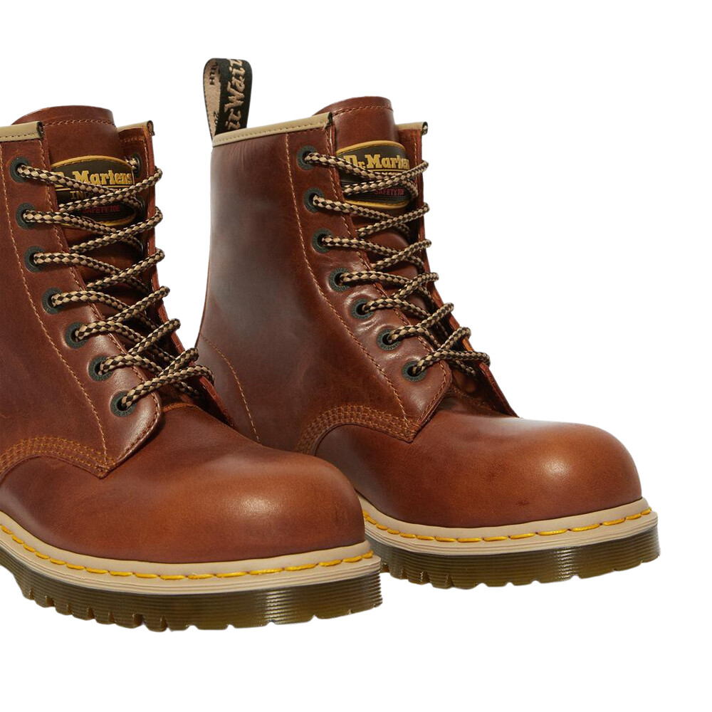 Dr Martens Mens Tan Leather Safety Steel Toe Cap Work Boots Brown Icon