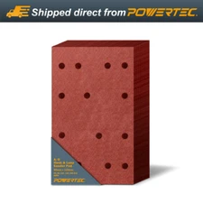 POWERTEC 4R13500, 50 Pack, 80mm x 133mm, A/O Hook and Loop Sander Pad