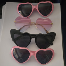 Women s Heart-Shaped Sunglasses Lot of 4, Multicolor Frames, Tinted Gradient