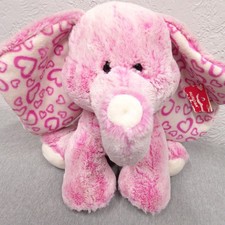 Aurora World Pink Promise Elephant Plush 12" Hearts Valentine