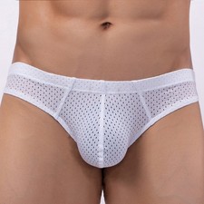 Men's Low-rise Mesh Pouch Briefs Slips Underwear Breathable Cool Underpants