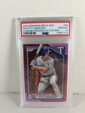 2024 Bowman Mega Box Wyatt Langford #64 Chrome Prospects Fuchsia /299 RC PSA 10