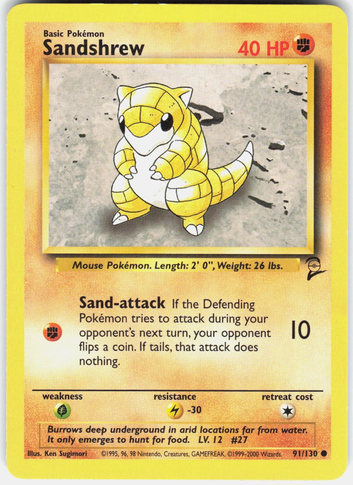 Sandshrew 91/130 Common Base Set 2 Pokemon LP