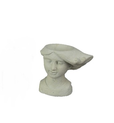 Scratch & Dent Set of 2 Washed White Cement Indoor Outdoor Mini Head Planters