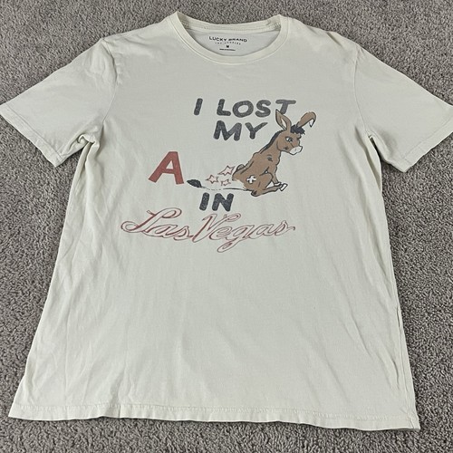 Lucky Brand T-Shirt Herren M Grafik Vegas Esel Humor Neuheit Vintage Style C42