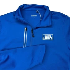 Bud Light Beer Ogio Endurance 1/4 Zip Performance Blue Pullover Men's Medium