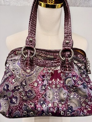 Y2K Kathy Van Zeeland whimsigoth stardust paisley Studded Rhinestone VTG Purple