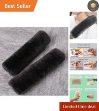 Comfortable Sheepskin Seat Belt Covers - Versatile 2 Pack In Carbon Black