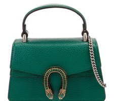 Dollar Calfskin Crystal Mini Dionysus Top Handle Bag Emerald
