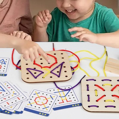 Holz Schnürspielzeug Geburtstagsgeschenk für 3, 4, 5 Jahre alte Kinder Feinmotorik