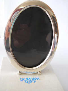 Gorham Sterling Silver Oval Picture Frame 304R 3” x 4” Ball Feet Original Box