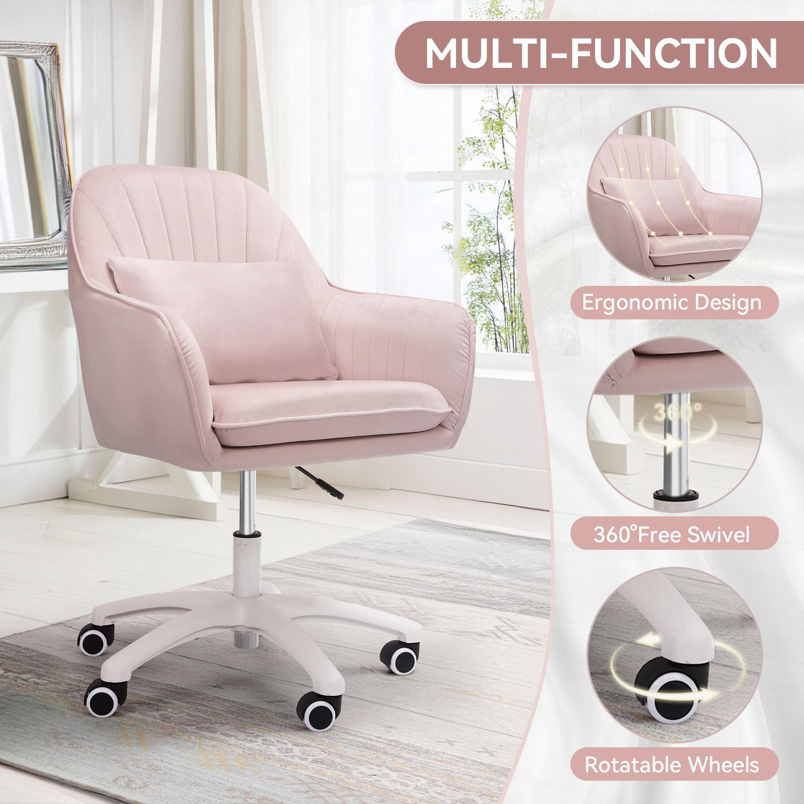 Velvet Adjustable Height Executive Swivel Office Chair