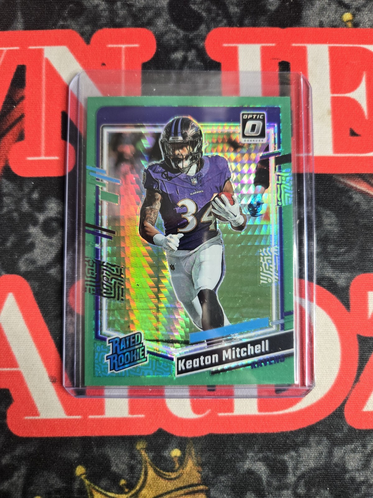 2023 Panini Donruss Optic - Rated Rookie Keaton Mitchell #207 Green Hyper Prizm