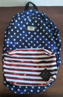 Vans Off the Wall Backpack/ American Red White & Blue Skateboard School Bag