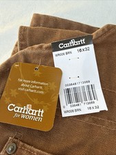 Carhartt WR006 BRN Women s Sandstone Double Knee Overalls 16 X 32 NWT Deadstock