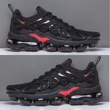 New Men's Nike Air VaporMax Plus Black Red Cushion Shoes