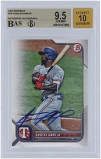 Adolis Garcia Texas Rangers Autographed 2022 Bowman #53 BAS Fanatics 9.5/10 Card