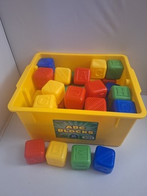 Lakeshore Plastic ABC Blocks 60 Pieces w/ Bin Learn Play Toddler Preschool