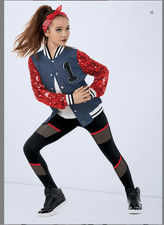 Weissman Varsity Jacket Dance Costume Sz M 4pc Jazz Hip Hop Streetwear