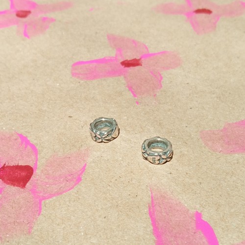 Lot of 2 Silver Tone Metal Bead Caps Spacer Beads Jewelry Making Findings