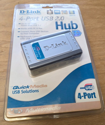 D-Link DUB-H4 Hi-Speed USB 2.0 4-Port Hub w/USB Cable, AC-Powered NEW Sealed Pak