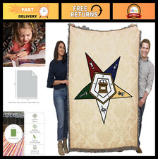 Eastern Star Blanket Tapestry Throw - Masonic Gift, Woven Cotton, USA Made (72x5