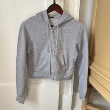 Brandy Melville Crop Zip Grey Hoodie Very Gently Used