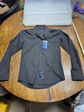Nautica Slim Fit Performance Super Shirt Mens S 14-14.5 32/33 Black NEW