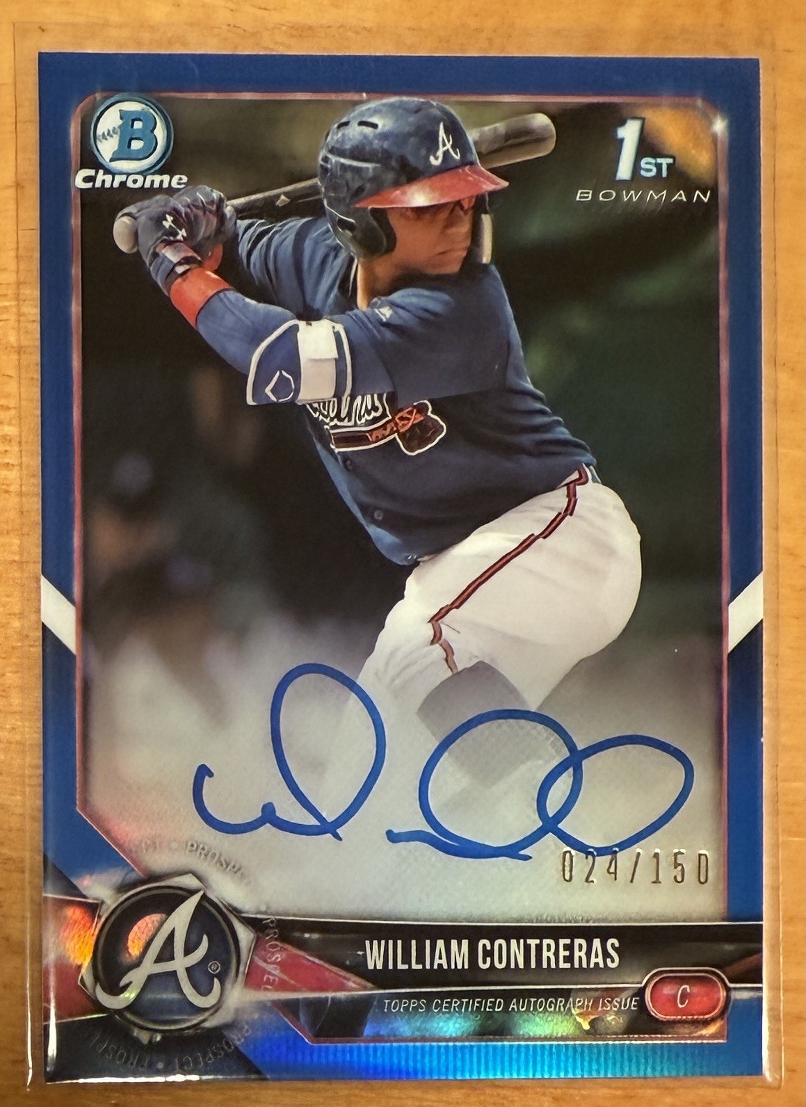 2018 Bowman Chrome William Contreras 1st Blue Refractor Auto /150 #BCPA-WCO