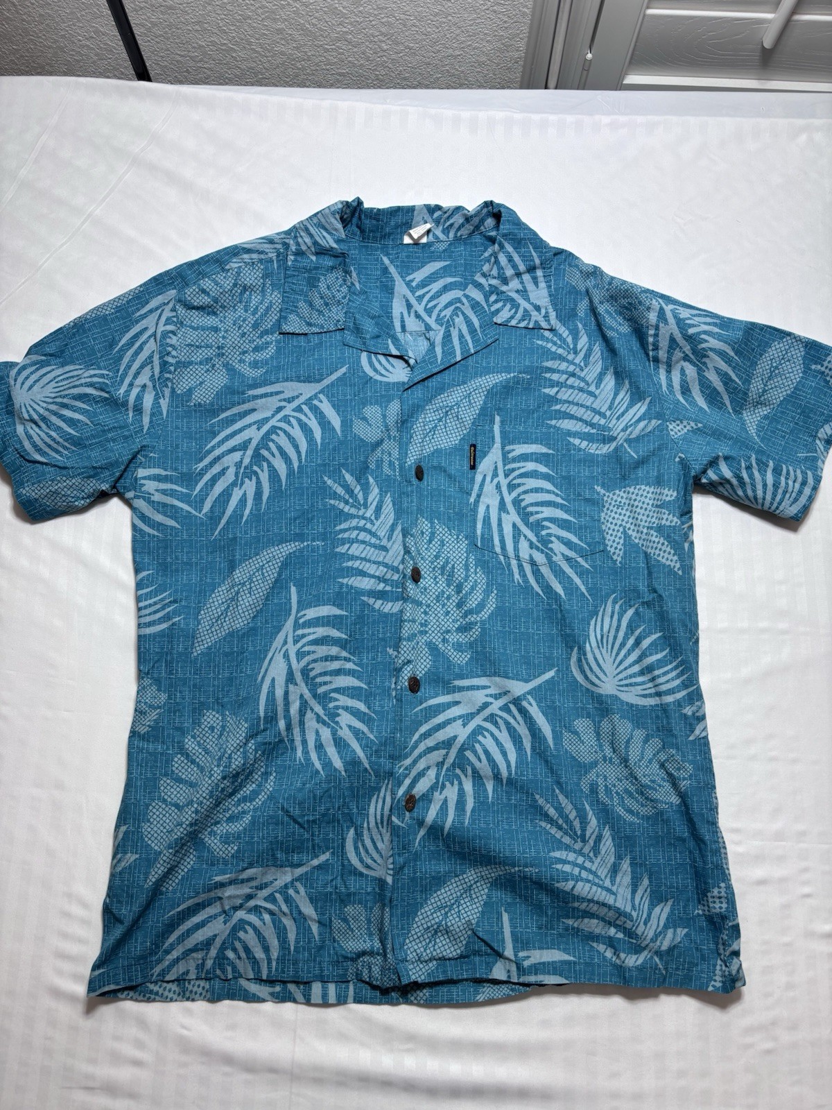 Palmwave Hawaii Short Sleeve Button Down Blue Hawaiian Tropical Shirt Size XL