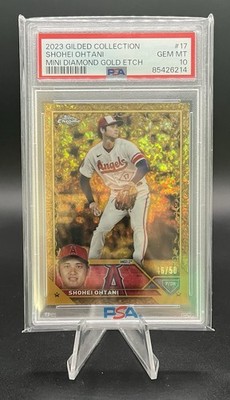 Shohei Ohtani 2023 Topps Chrome Gilded Mini Diamond Gold Etch #17 /50 PSA 10