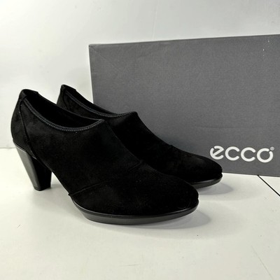 Ecco Shape 55 Plateau Leather Black Heels Slip On Pump Booties Women 10-10.5 NWB